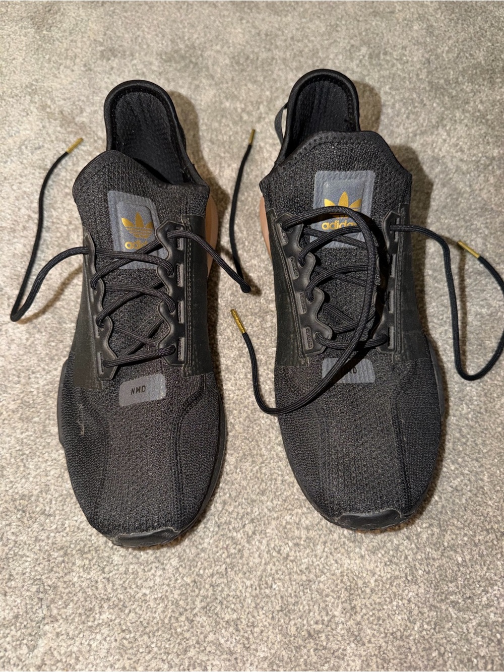 adidas Black Sneakers with Gold Logo Accents